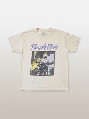 Prince Purple Rain Graphic Short Sleeve Tee - Cream with Purple Print